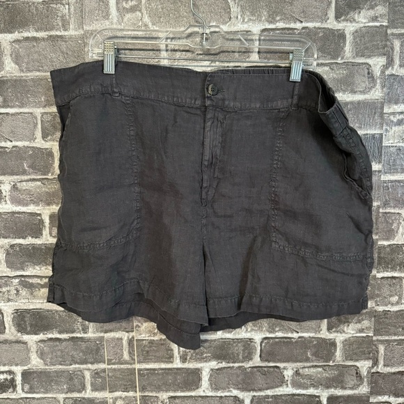 Lou & Grey for Loft 100% linen shorts gray pockets - Picture 1 of 7